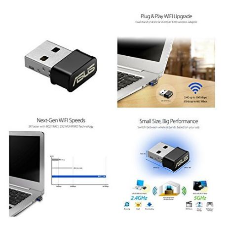 ASUS USB-AC53 Nano AC1200 bi-bande Clé USB Wi-Fi (802.11ac