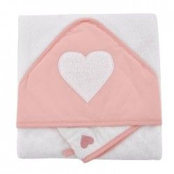 DOUX NID Coffret Sortie De Bain Brodée + Gant Coeur - 75x75 Cm - Corail