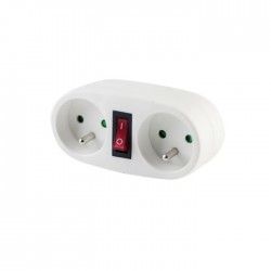 CHACON Domino Prise biplite 2x16A avec interrupteur blanc